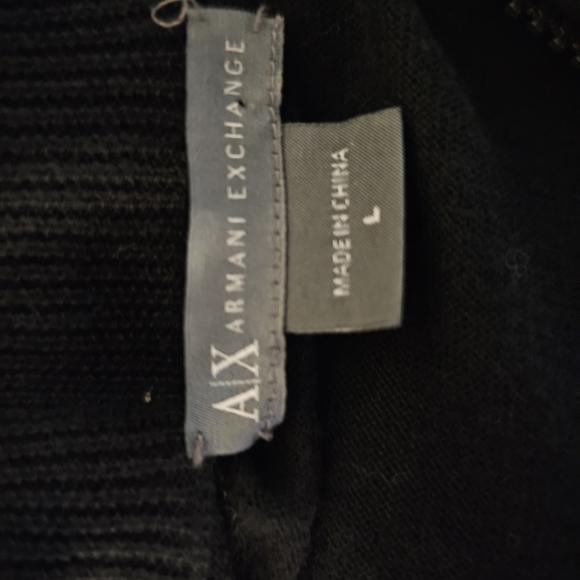 Armani Exchange A|X Women's Black Ribbed Quarter-Zip Pullover Sweater - Picture 4 of 5